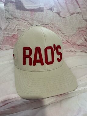 RAO'S Baseball Cap in Cream with Red Embroidery